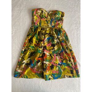 5|48 5/48 Strapless Multicolor Abstract Print Mini Dress XS Sweetheart Neckline